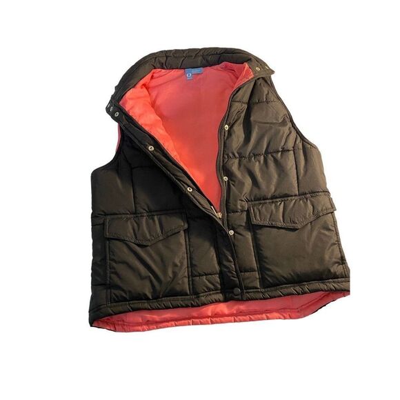 Fuda Black/ pink snap button puffer vest ladies Large - Picture 5 of 9